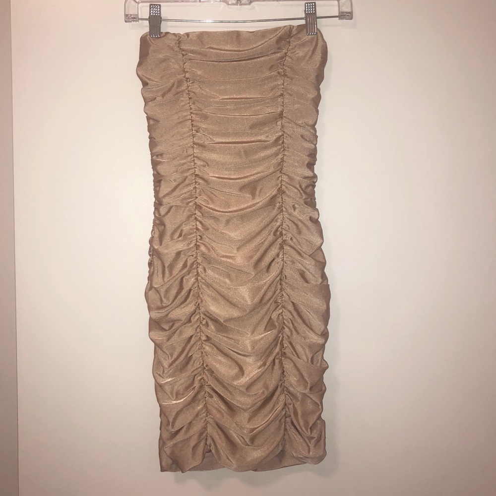 Tiger Mist Strapless Gold Bodycon